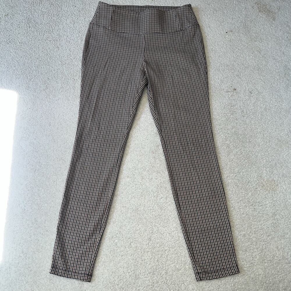 Worthington Pull On Skinny Pants Womens 6 Brown Houndstooth Career Stretch 28x28